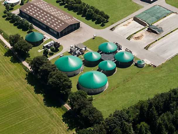 Luftaufnahme der Biogasanlage